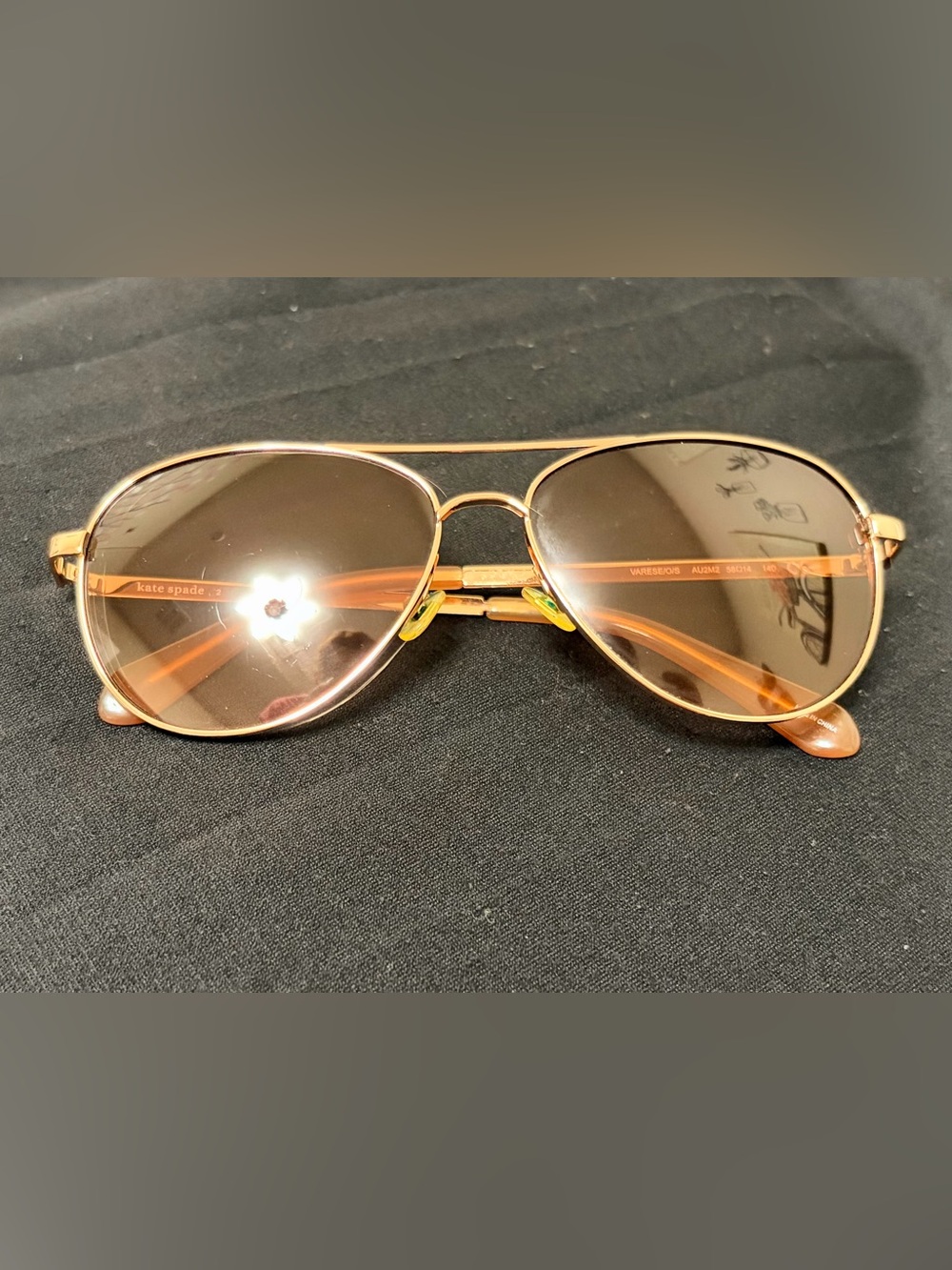 kate spade 2 Aviator Sunglasses in Brown & Gold